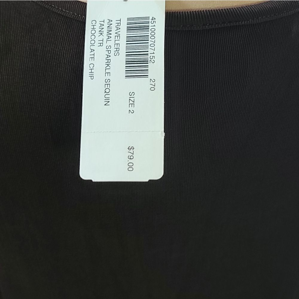 Chico"s Travelers Collection Brown Silver Sequin Tank Sleeveless Top, Chico's 2, - Picture 7 of 8